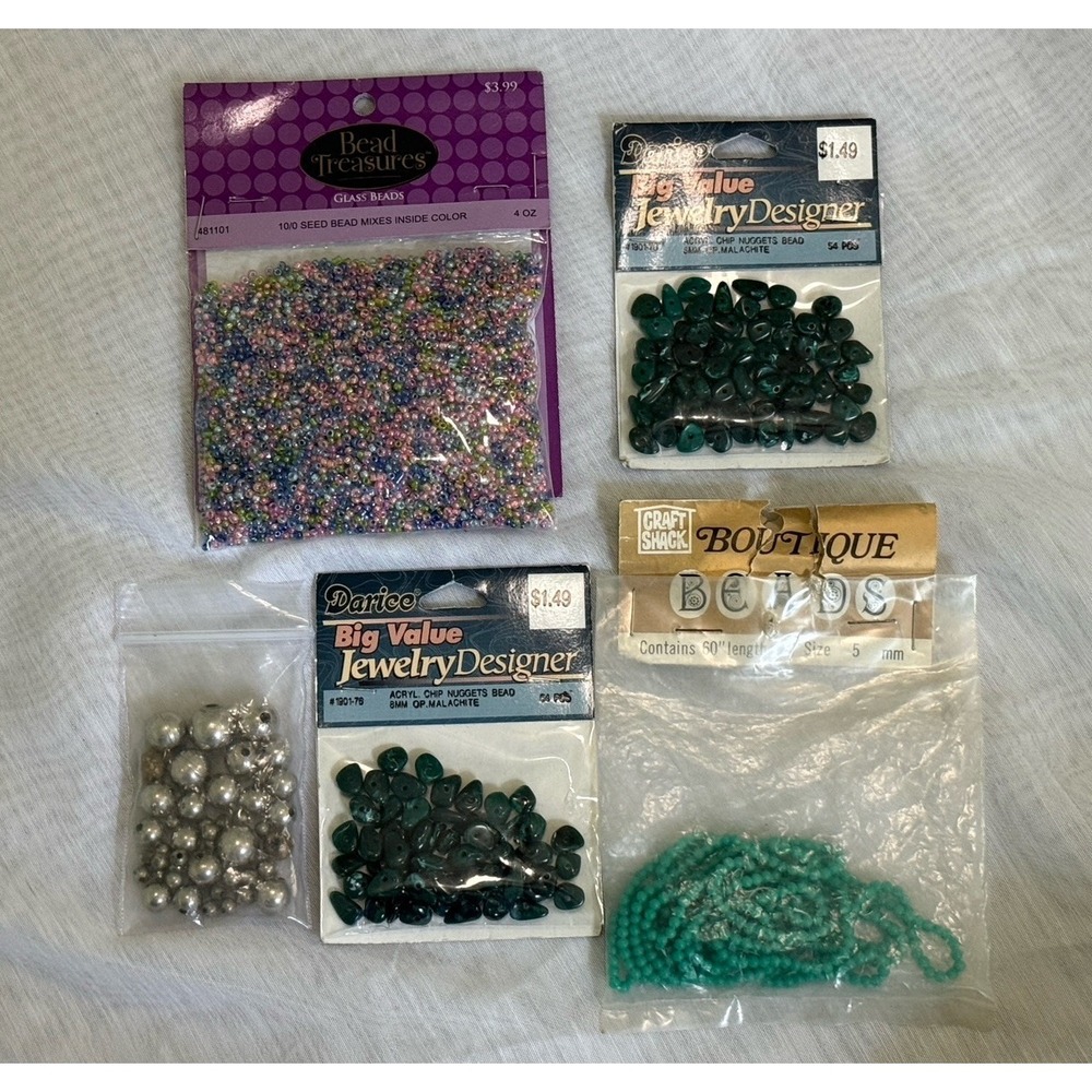 New + VTG Lot of 5 Items Jewelry Making‎ Glass Beads Metal Acrylic